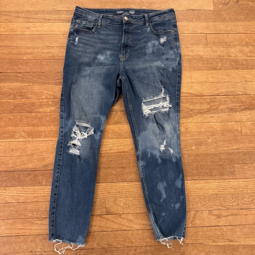 Old Navy Rockstar Super Skinny Jeans 14 Extra High Rise Distressed Ankle
b46